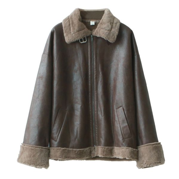 2021 warm women's winter motorcycle velvet jacket female lapels fur thick korean version plus velvet jacket bomber jackets, Black;brown
2021 warm women's winter motorcycle velvet jacket female lapels fur thick korean version plus velvet jacket bomber jackets, Black;brown