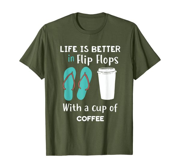 life is better in flip flops with a cup of coffee mug t-shir, White;black
life is better in flip flops with a cup of coffee mug t-shir, White;black