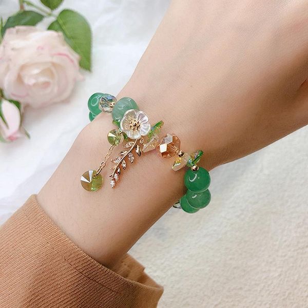 link, chain flower leaf stone beads strand bracelets for women girls fashion jewelry, Black
link, chain flower leaf stone beads strand bracelets for women girls fashion jewelry, Black