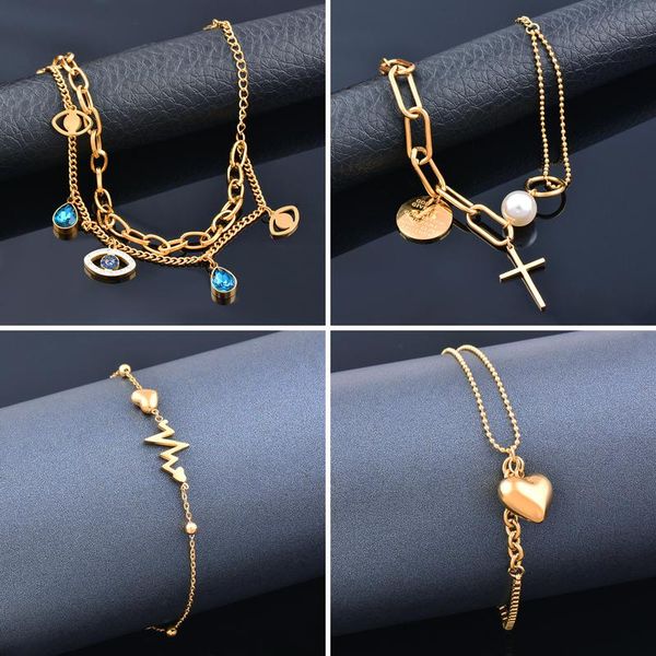 link, chain sinleery stainless steel bracelets on hand gold color summer jewelry 2021 arrival gifts to friends sl042 ssk, Black
link, chain sinleery stainless steel bracelets on hand gold color summer jewelry 2021 arrival gifts to friends sl042 ssk, Black