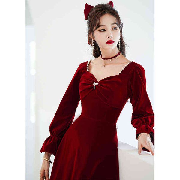 luxury party evening dress veet long sleeve toast bride 2021 winter engagement back door red slim thank you banquet, Black
luxury party evening dress veet long sleeve toast bride 2021 winter engagement back door red slim thank you banquet, Black