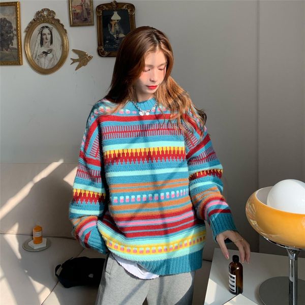 women's sweaters make firm offers ~ lazy wind easing christmas color striped sweater women wear fu9a, White;black
women's sweaters make firm offers ~ lazy wind easing christmas color striped sweater women wear fu9a, White;black