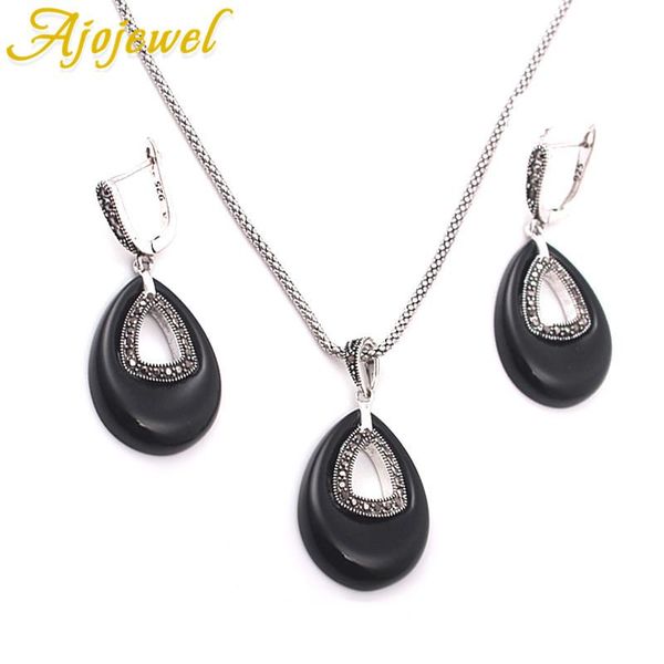 earrings & necklace ajojewel brand black/green jewelry sets for women hollow out water drop pendant accessories, Silver
earrings & necklace ajojewel brand black/green jewelry sets for women hollow out water drop pendant accessories, Silver