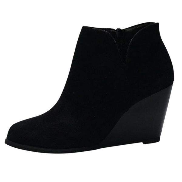 boots fashion women suede wedges zipper solid color short booties round toe shoes material comfortable and soft a50, Black
boots fashion women suede wedges zipper solid color short booties round toe shoes material comfortable and soft a50, Black