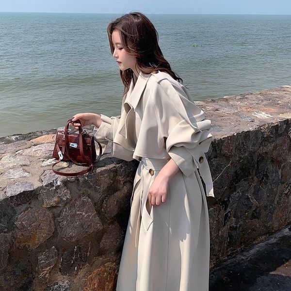 new spring autumn women long trench coat double breasted belted dress loose coat office lady outerwear fashion, Tan;black
new spring autumn women long trench coat double breasted belted dress loose coat office lady outerwear fashion, Tan;black