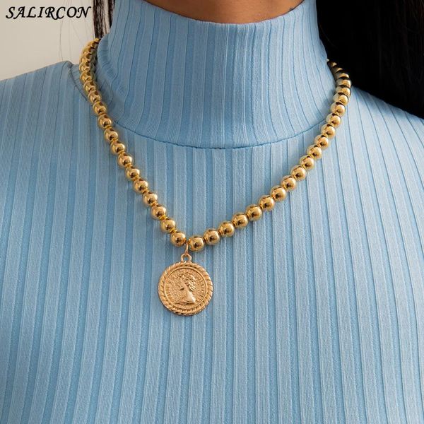 pendant necklaces vintage beaded chain carved coin necklace for women men punk geometric portrait on the neck kpop jewelry, Silver
pendant necklaces vintage beaded chain carved coin necklace for women men punk geometric portrait on the neck kpop jewelry, Silver