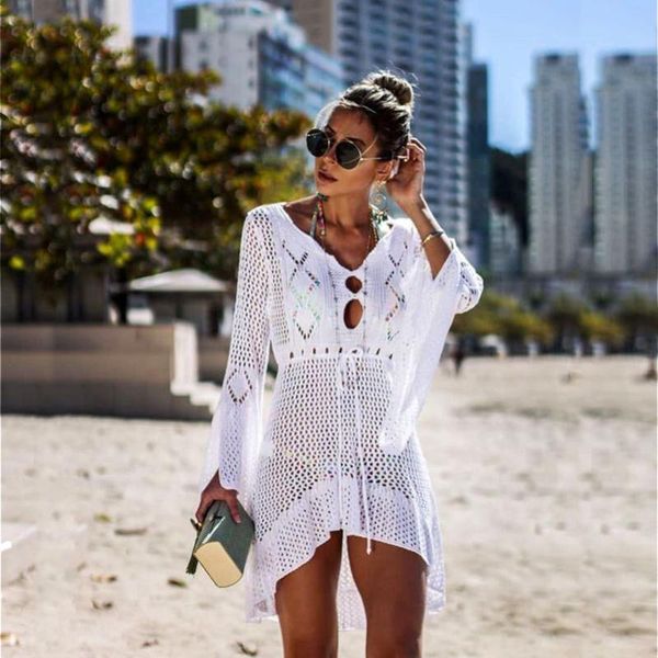 women's swimwear 2021 beach dress pareo wraps cover up women bikini swimsuit solid coverup black cloak plus knitting tunic pareos de pl, White;black
women's swimwear 2021 beach dress pareo wraps cover up women bikini swimsuit solid coverup black cloak plus knitting tunic pareos de pl, White;black