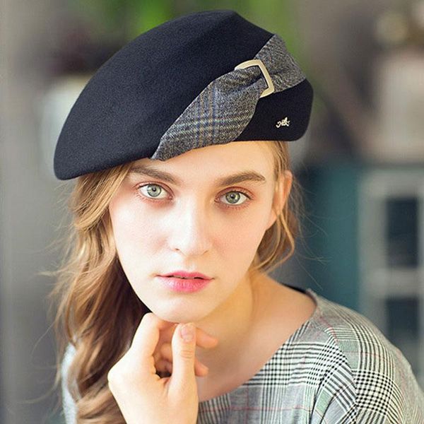 berets fashion ladies check wool beret french winter women fedoras elegant girls four seasons party hat british female woolen, Blue;gray
berets fashion ladies check wool beret french winter women fedoras elegant girls four seasons party hat british female woolen, Blue;gray