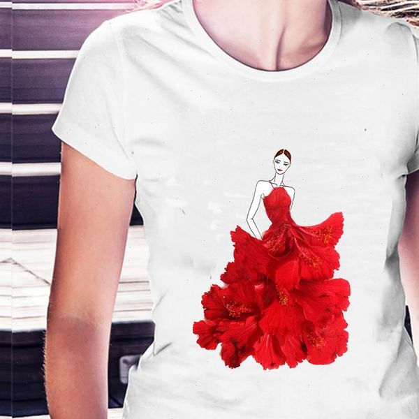 illustration of flowers red rose skirt print t shirt women clothes vogue t shirt femme harajuku shirt summmer, White
illustration of flowers red rose skirt print t shirt women clothes vogue t shirt femme harajuku shirt summmer, White