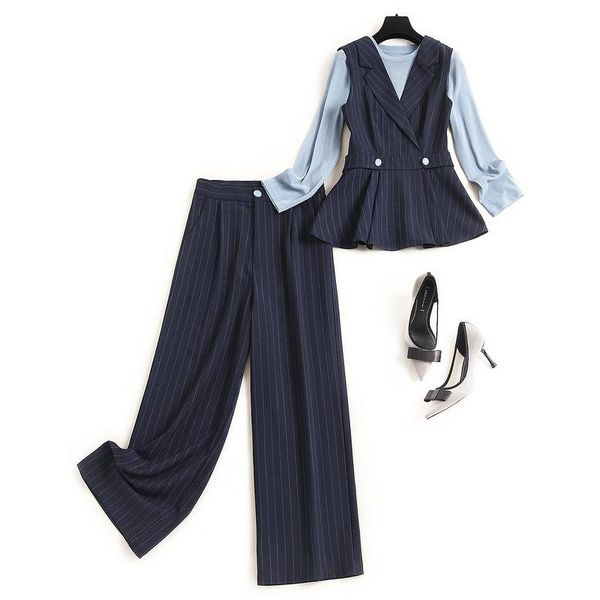 women's two piece pants european high-end fashion suit 2021 autumn round neck base shirt vest straight three-piece set f890, White
women's two piece pants european high-end fashion suit 2021 autumn round neck base shirt vest straight three-piece set f890, White