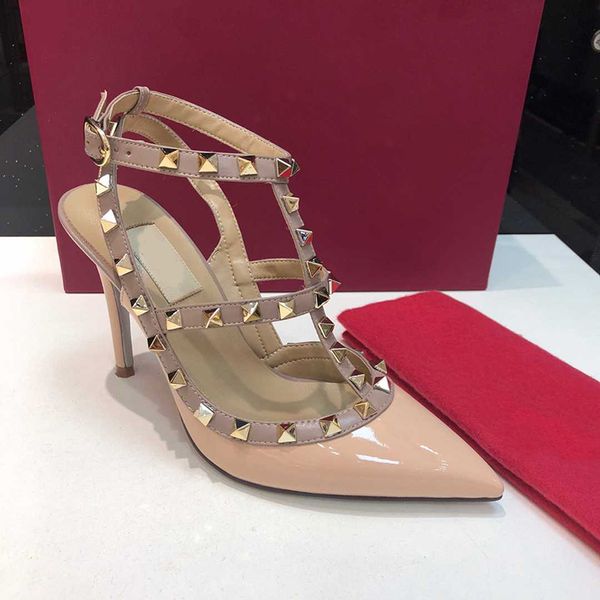 designer summer rivets sandals multi strap studs pointed toe high heels patent leather slingback women studded strappy dress shoes, Black
designer summer rivets sandals multi strap studs pointed toe high heels patent leather slingback women studded strappy dress shoes, Black