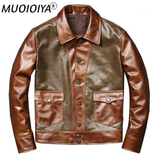 men's leather & faux pure cowhide stitching color men's motorcycle jacket 2021 spring and autumn british style oil wax slim, Black
men's leather & faux pure cowhide stitching color men's motorcycle jacket 2021 spring and autumn british style oil wax slim, Black
