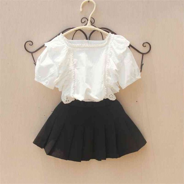 children clothes summer white blouse for teenage school girls ruffle sleeve cotton toddler kids 8 to 12 210622, White;black
children clothes summer white blouse for teenage school girls ruffle sleeve cotton toddler kids 8 to 12 210622, White;black