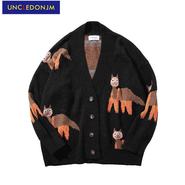 uncledonjm cartoon cat et men street retro trendy cardigan knit sweater autumn and winter harajuku casual coat, Black
uncledonjm cartoon cat et men street retro trendy cardigan knit sweater autumn and winter harajuku casual coat, Black