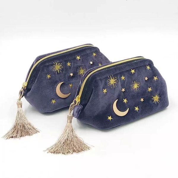 cute velvet embroidery cosmetic travel organizer women makeup bag zipper make up pouch with moon star tassel deco, Blue;pink
cute velvet embroidery cosmetic travel organizer women makeup bag zipper make up pouch with moon star tassel deco, Blue;pink