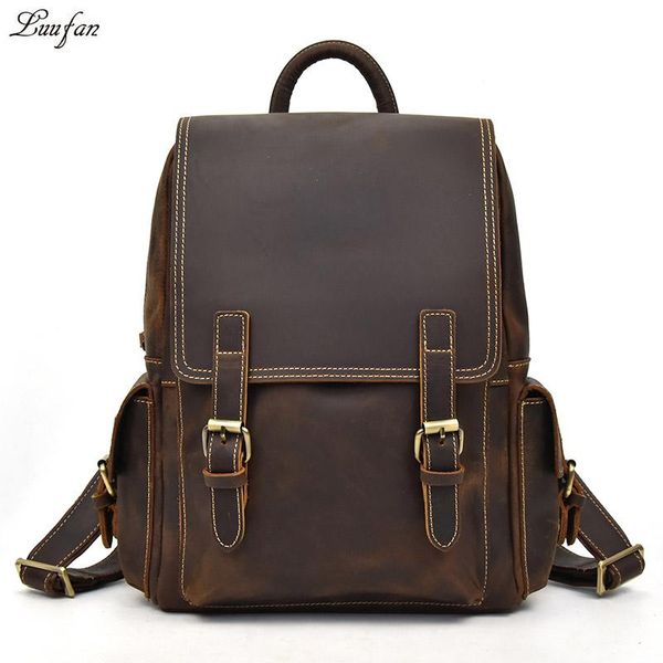 backpack big capacity men crazy horse leather genuine cow 14" laprucksack daypack school bags male mochila 
backpack big capacity men crazy horse leather genuine cow 14" laprucksack daypack school bags male mochila