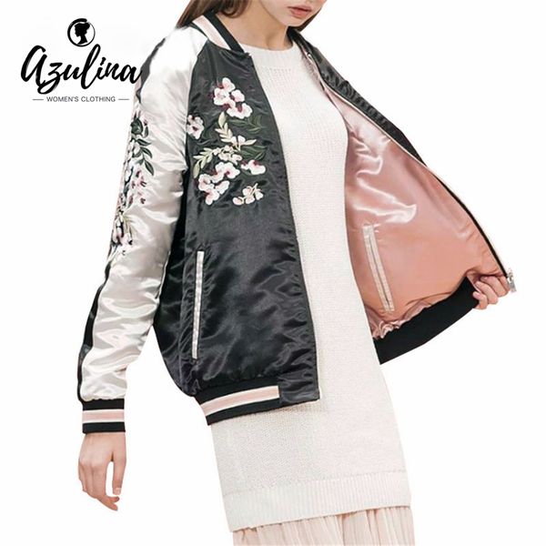 wholesale- azulina reversible coat pink embroidery bomber jacket women autumn spring flower baseball short jackets female black overcoat, Black;brown
wholesale- azulina reversible coat pink embroidery bomber jacket women autumn spring flower baseball short jackets female black overcoat, Black;brown
