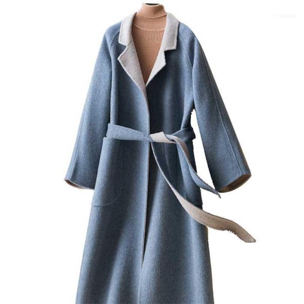 high-end double cashmere coat women's suit collar mid-length belt 2021 loose autumn winter windshield1, Tan;black
high-end double cashmere coat women's suit collar mid-length belt 2021 loose autumn winter windshield1, Tan;black