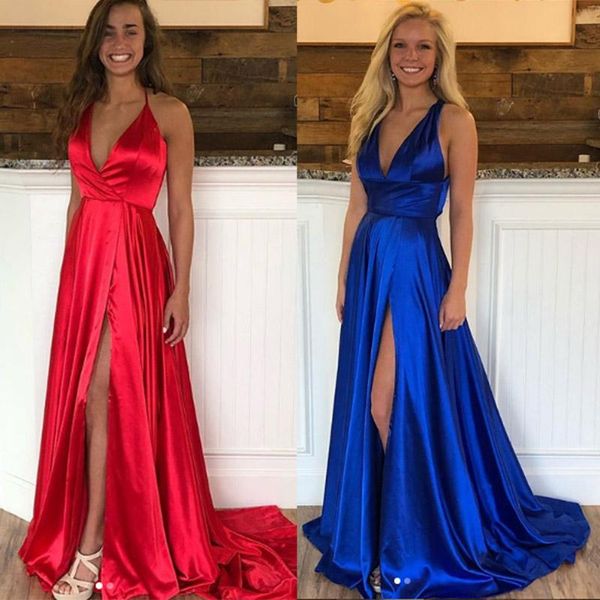 party dresses high slit a line simple minimalist red deep v neck satin long prom 2021 with sweep train, White;black
party dresses high slit a line simple minimalist red deep v neck satin long prom 2021 with sweep train, White;black