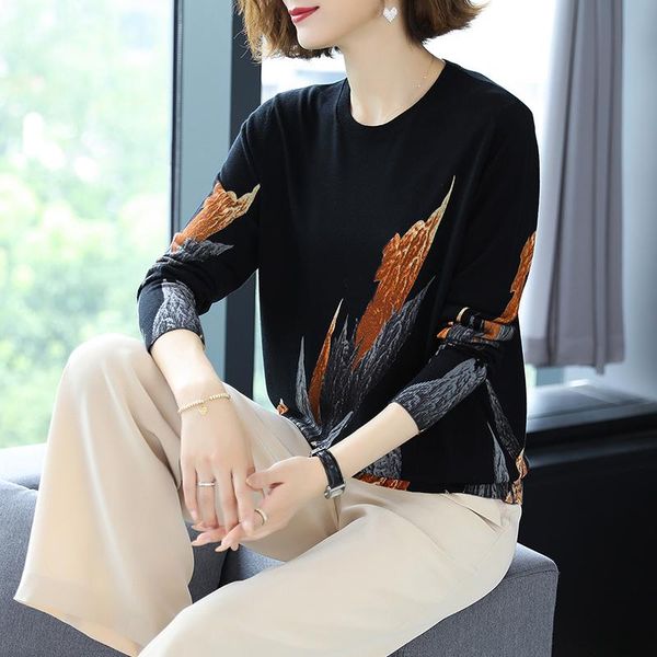 hua gediqing cashmere knit bottoming shirt printing spring and autumn women's plus size new product slim sweater for women, White;black
hua gediqing cashmere knit bottoming shirt printing spring and autumn women's plus size new product slim sweater for women, White;black