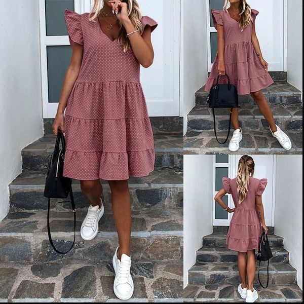 summer casual polka dot v neck ruffled short sleeve women summer dress women dress drop shipping, Black;gray
summer casual polka dot v neck ruffled short sleeve women summer dress women dress drop shipping, Black;gray