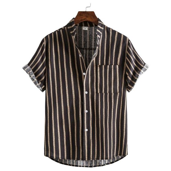 men's casual shirts 2021 men striped shirt brand stand collar streetwear cotton and linen short sleeve button camisa hombre fashion 3x, White;black
men's casual shirts 2021 men striped shirt brand stand collar streetwear cotton and linen short sleeve button camisa hombre fashion 3x, White;black