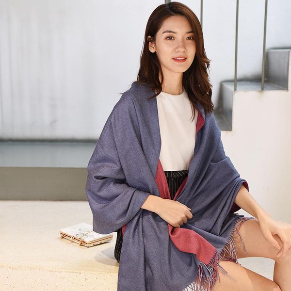 scarves 2021 autumn and winter double-sided imitation cashmere warm tassel scarf pure color fashion all-match lady shawl, Blue;gray
scarves 2021 autumn and winter double-sided imitation cashmere warm tassel scarf pure color fashion all-match lady shawl, Blue;gray