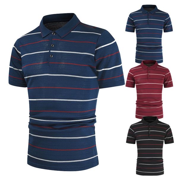 men's polos shirt new summer short sleeve stripe loose fashion top, White;black
men's polos shirt new summer short sleeve stripe loose fashion top, White;black