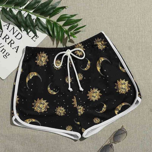 sun moon print casual drawstring womens short elastic waist stretch summer fashion ladies bottoms homewear, White;black
sun moon print casual drawstring womens short elastic waist stretch summer fashion ladies bottoms homewear, White;black