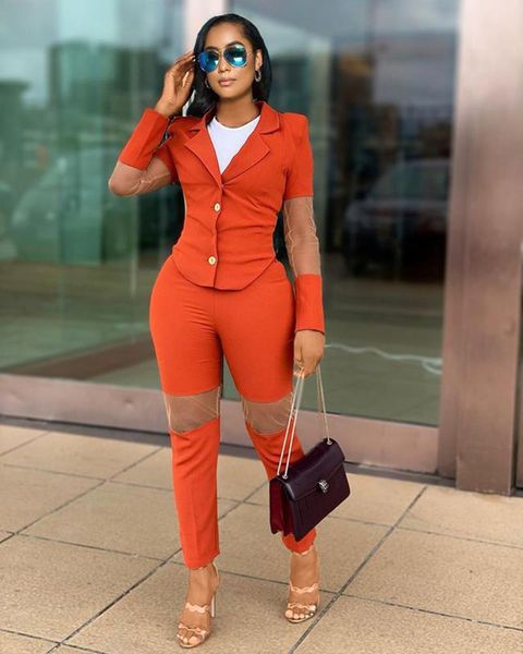 women's tracksuits turn down collar sheer mesh patchwork sleeve blazer pants set casual elegant ol office ladies 2 piece, Gray
women's tracksuits turn down collar sheer mesh patchwork sleeve blazer pants set casual elegant ol office ladies 2 piece, Gray