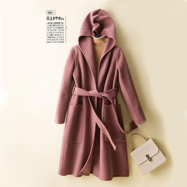 women's wool & blends 100% coat women 2021 autumn and winter style belt fashion one-piece hat long sleeve jacket, Black
women's wool & blends 100% coat women 2021 autumn and winter style belt fashion one-piece hat long sleeve jacket, Black