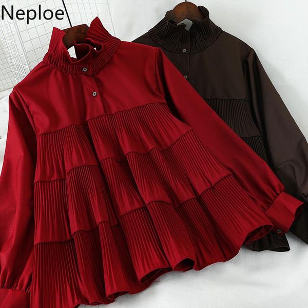 women's blouses & shirts neploe korean solid pleated ruffle shirt lace up stand neck women 2021 spring long sleeve blusas 48800, White
women's blouses & shirts neploe korean solid pleated ruffle shirt lace up stand neck women 2021 spring long sleeve blusas 48800, White