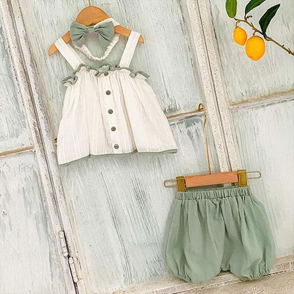 sleeveless suspender shorts hair band suit summer infant baby girls clothing sets lovely princess style clothes, White
sleeveless suspender shorts hair band suit summer infant baby girls clothing sets lovely princess style clothes, White