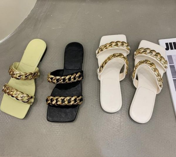 slippers sandals women's 2021 summer euro american style metal chain flat for women, Black
slippers sandals women's 2021 summer euro american style metal chain flat for women, Black