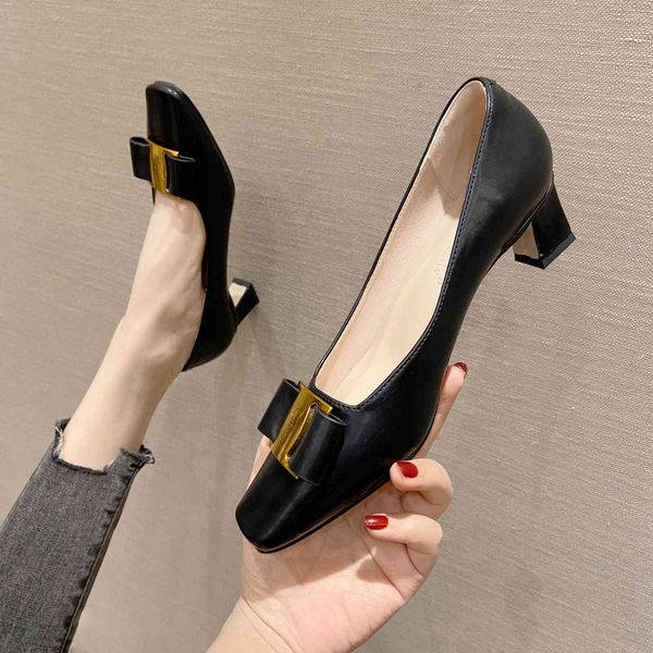 dress shoes square head shallow mouth single shoe women's bow middle heel style simple thick high shoes 5mwn, Black
dress shoes square head shallow mouth single shoe women's bow middle heel style simple thick high shoes 5mwn, Black