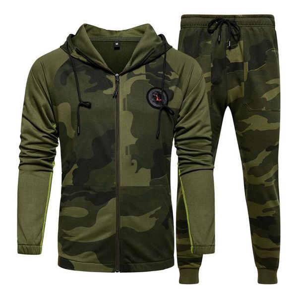 men's tracksuits camo men tracksuit hooded outerwear hoodie set 2 pieces autumn sporting male fitness camouflage sweatshirts jacket + p, Gray
men's tracksuits camo men tracksuit hooded outerwear hoodie set 2 pieces autumn sporting male fitness camouflage sweatshirts jacket + p, Gray