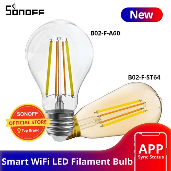smart home control sonoff b02-f a60/ st64 wifi led filament bulb e27 dimmable light bulbs lamp dual-color app remote work with alexa
smart home control sonoff b02-f a60/ st64 wifi led filament bulb e27 dimmable light bulbs lamp dual-color app remote work with alexa