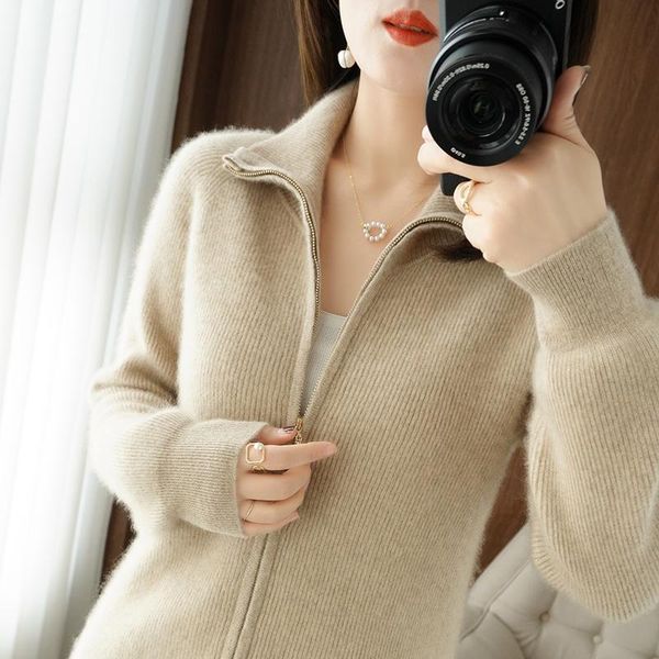 women's knits & tees beliarst autumn and winter 100% wool cashmere sweater ladies zipper lapel cardigan warm knitted women jacket, White
women's knits & tees beliarst autumn and winter 100% wool cashmere sweater ladies zipper lapel cardigan warm knitted women jacket, White