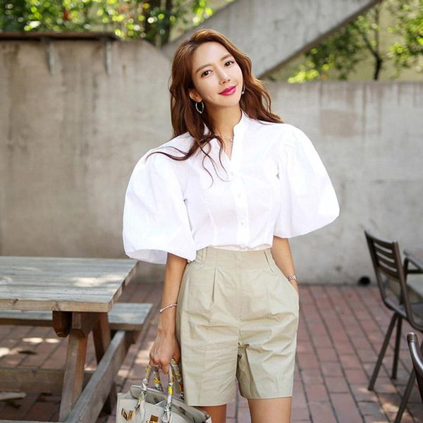women's tracksuits women white long shirts shorts two piece sets lantern sleeve blouse + mini pant suits 2021 summer fashion clothing s, Gray
women's tracksuits women white long shirts shorts two piece sets lantern sleeve blouse + mini pant suits 2021 summer fashion clothing s, Gray