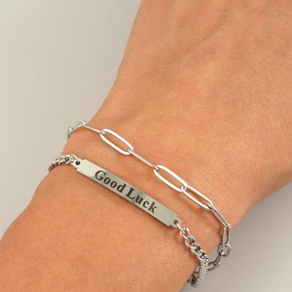 link, chain double-layered stainless steel good luck bracelet cuff disc for womens friends jewelry friendship bracelets, Black
link, chain double-layered stainless steel good luck bracelet cuff disc for womens friends jewelry friendship bracelets, Black