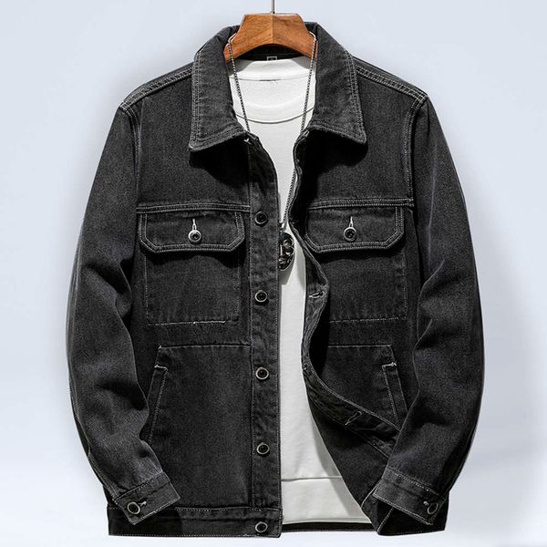men's korean black work jacket fashion brand versatile slim handsome denim gua autumn coat, Black;brown
men's korean black work jacket fashion brand versatile slim handsome denim gua autumn coat, Black;brown
