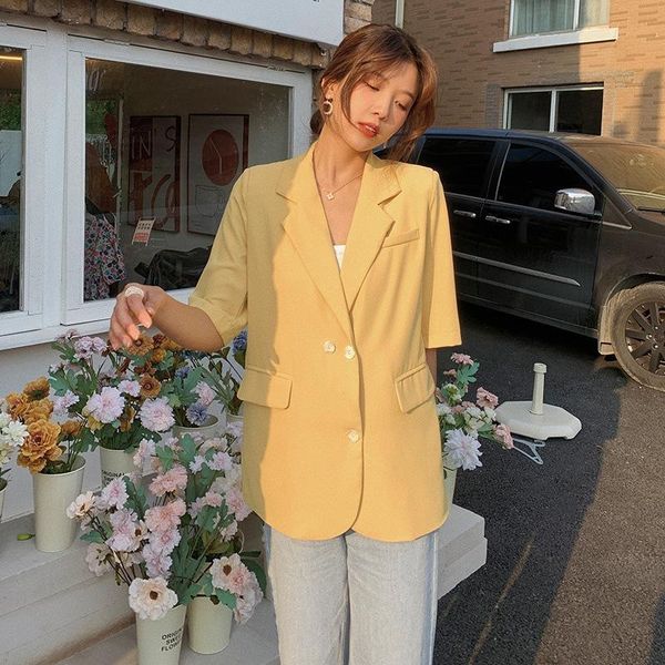 women's suits & blazers suit coat summer thin 2021 design casual korean loose purple short sleeve chiffon, White;black
women's suits & blazers suit coat summer thin 2021 design casual korean loose purple short sleeve chiffon, White;black