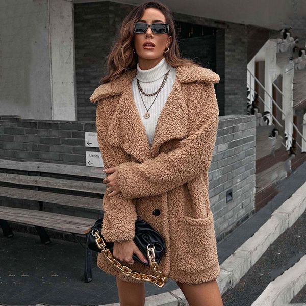 women's fur & faux autumn long winter coat women warm ladies teddy jacket female thicken plush outwear 2021, Black
women's fur & faux autumn long winter coat women warm ladies teddy jacket female thicken plush outwear 2021, Black
