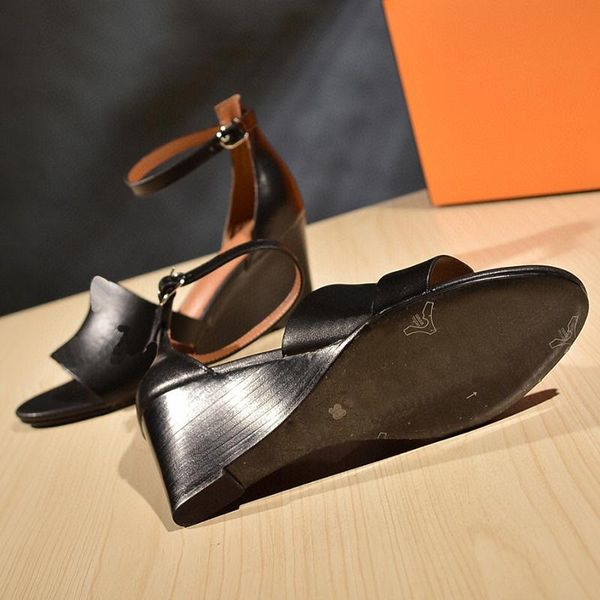 sandals 2021 summer women's sandalias luxury genuine leather wedges ankle buckle open toe design female high heels, Black
sandals 2021 summer women's sandalias luxury genuine leather wedges ankle buckle open toe design female high heels, Black
