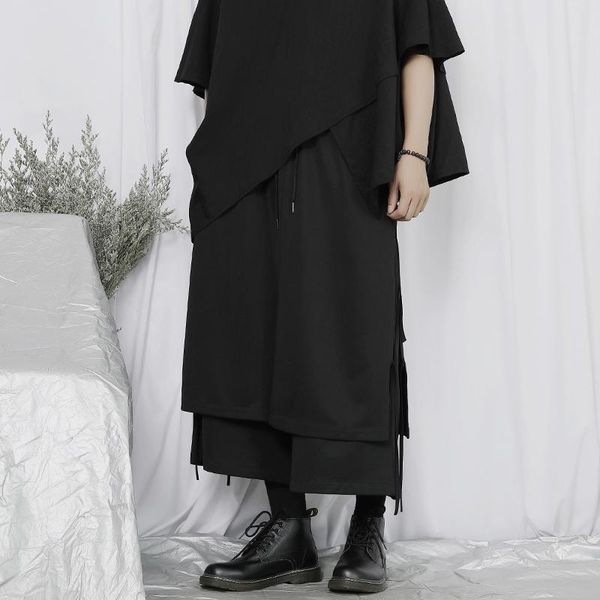 men's pants wide-leg spring and autumn style personality layer double lace design fashion casual loose large size, Black
men's pants wide-leg spring and autumn style personality layer double lace design fashion casual loose large size, Black