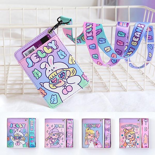 card holders girls cartoon leather holder purse cute print neck hanging student bus cover money wallet case, Brown;gray
card holders girls cartoon leather holder purse cute print neck hanging student bus cover money wallet case, Brown;gray