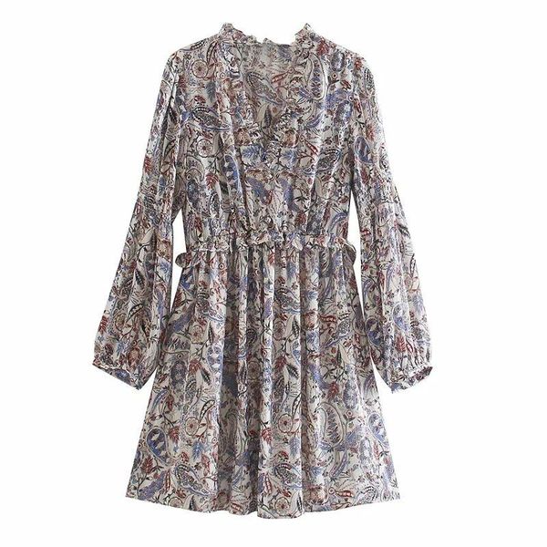 2021 new women dress paisley print ruffled v-neckline long sleeves elastic waist mini dress femme robe ropa mujer vestidos, Black;gray
2021 new women dress paisley print ruffled v-neckline long sleeves elastic waist mini dress femme robe ropa mujer vestidos, Black;gray