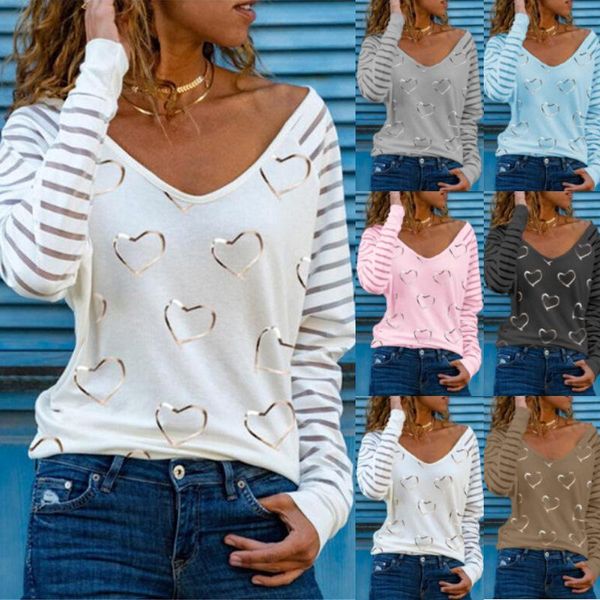 women's t-shirt 2021 autumn fashion solid color casual loose love printing v-neck long-sleeved plus size clothing, White
women's t-shirt 2021 autumn fashion solid color casual loose love printing v-neck long-sleeved plus size clothing, White
