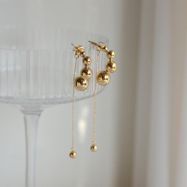 hoop & huggie fashion gradient size ball gold bead tassel back hanging earrings ins trendy titanium steel material jewelry for women, Golden;silver
hoop & huggie fashion gradient size ball gold bead tassel back hanging earrings ins trendy titanium steel material jewelry for women, Golden;silver