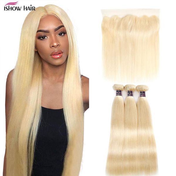 human hair bulks ishow 613 bundles with frontal brazilian bone straight 3 closure remy blonde, Black
human hair bulks ishow 613 bundles with frontal brazilian bone straight 3 closure remy blonde, Black